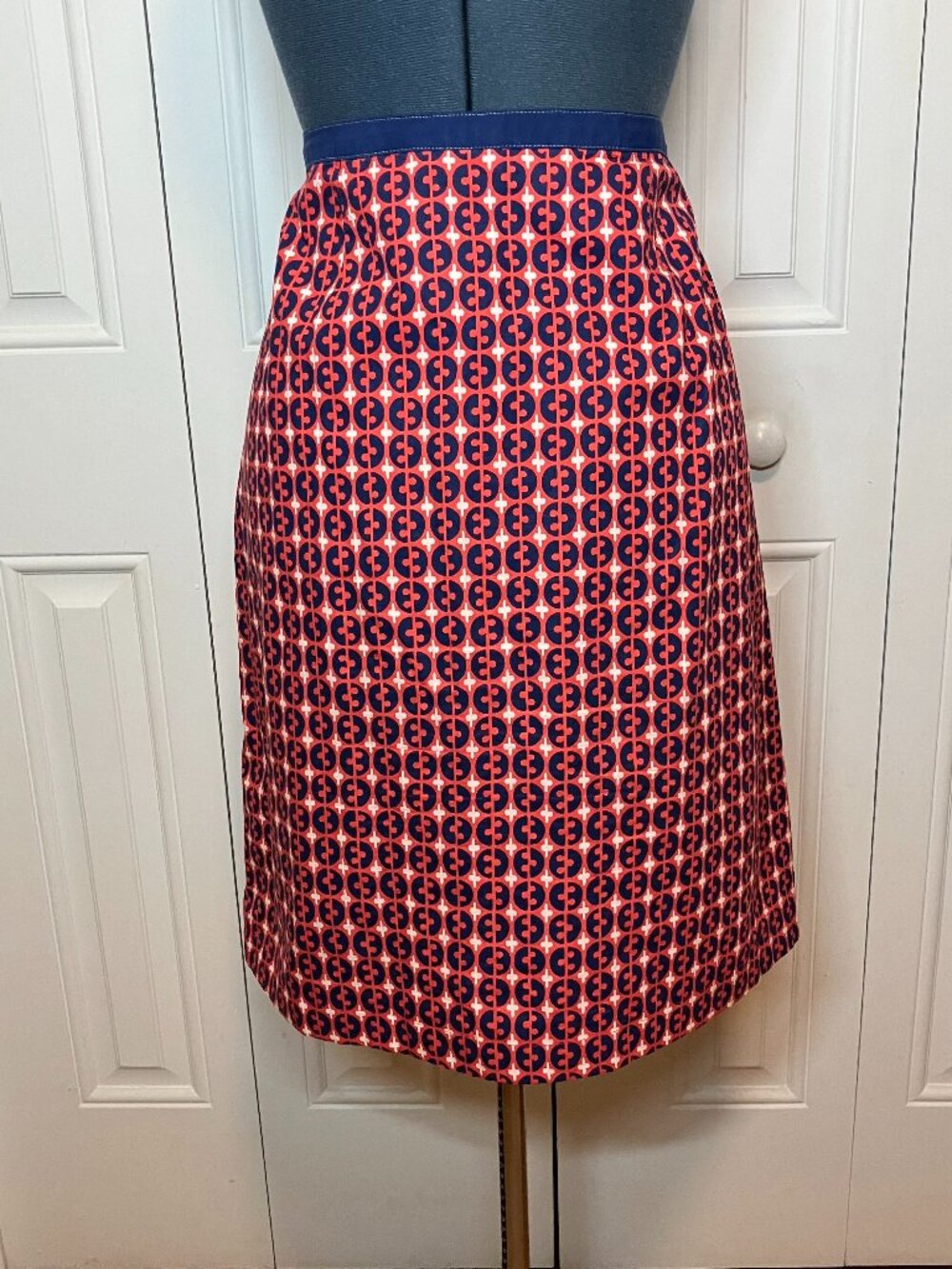 Boden Red/Blue/White Cotton Lined Skirt Size 10L